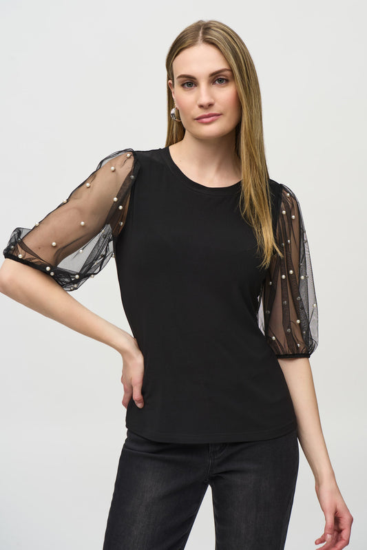 Blusa con perlas en manga 244189