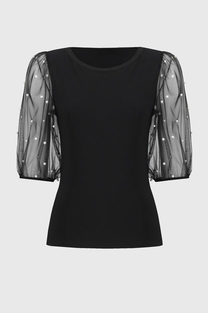 Blusa con perlas en manga 244189