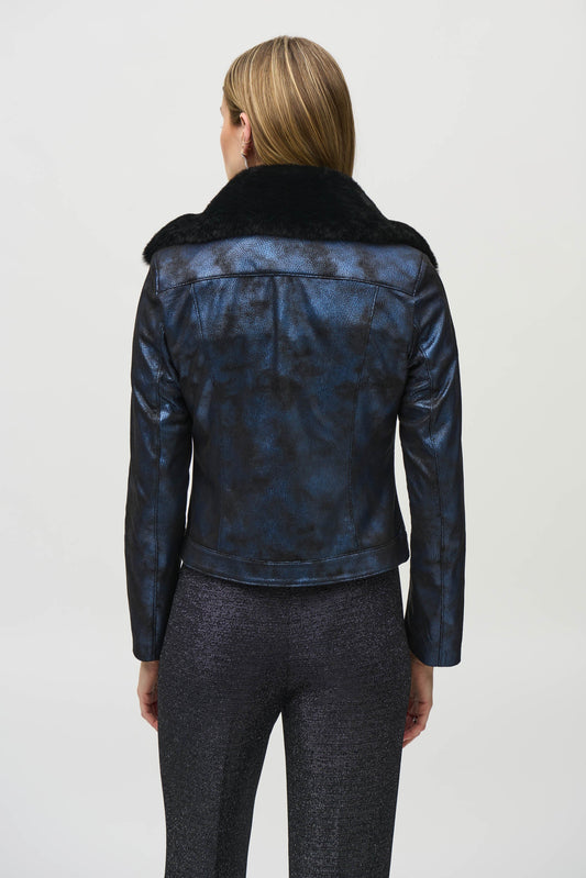 Chaqueta metalizada con cuello sintético 244918