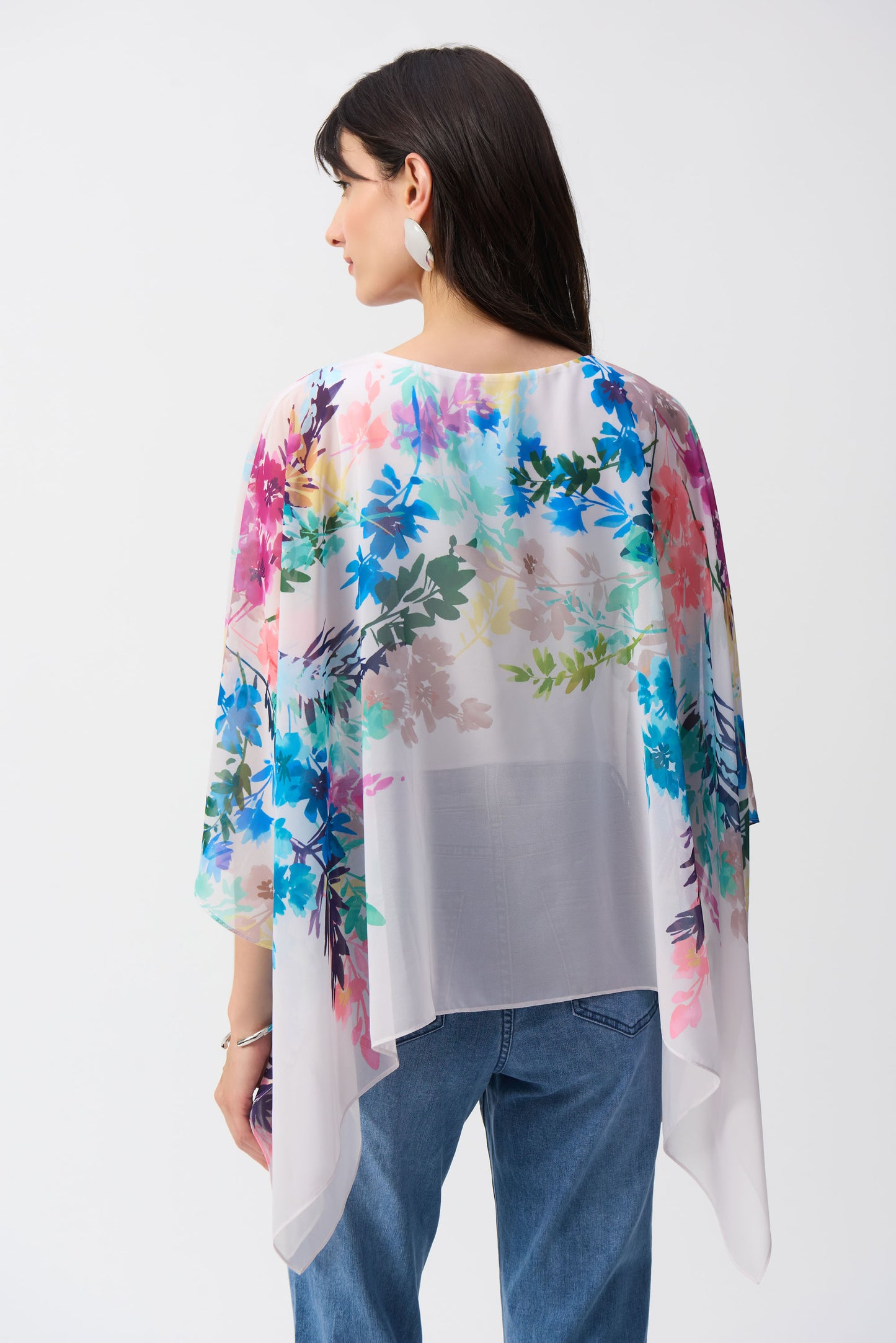 Poncho de gasa con estampado floral 251238