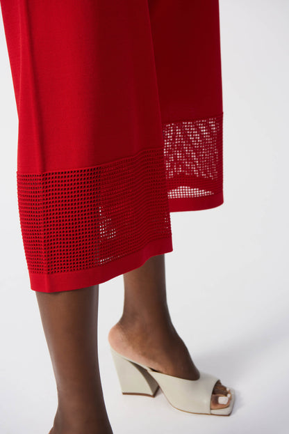 Pantalones culotte de punto con detalle de pointelle rojo radiante 251915