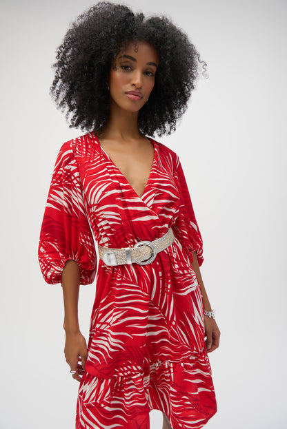 Vestido de gasa con estampado tropical rojo 252089