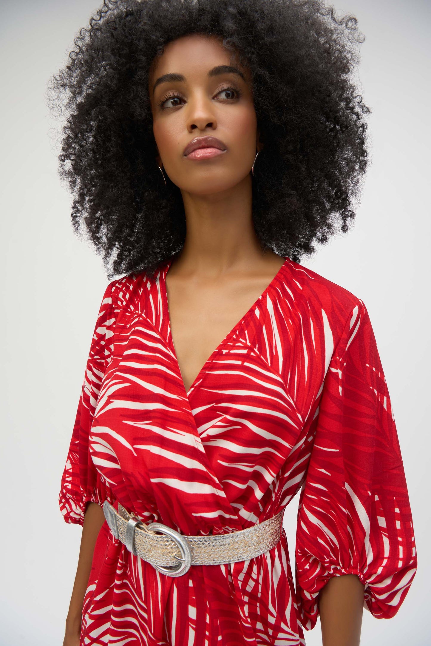 Vestido de gasa con estampado tropical rojo 252089