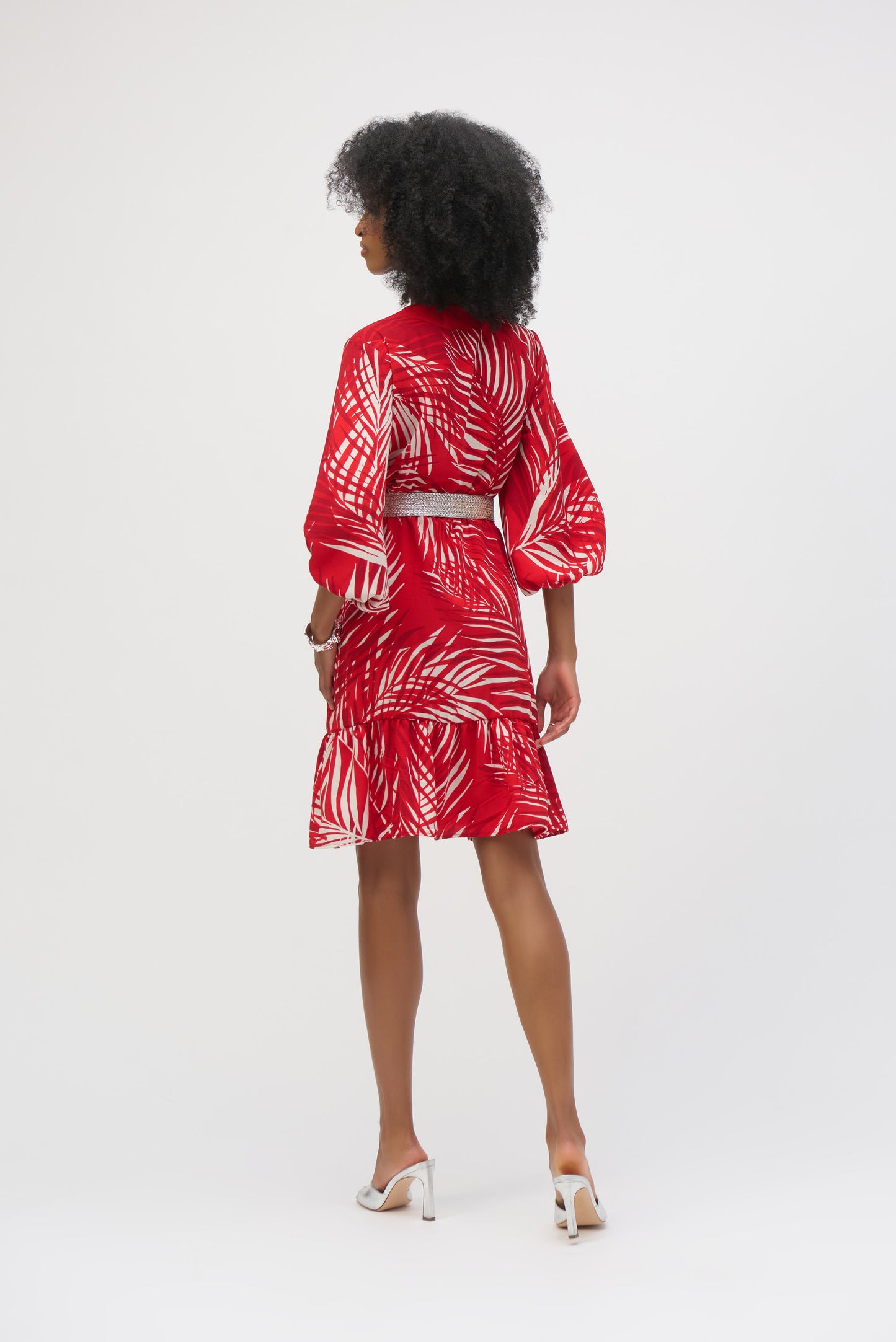 Vestido de gasa con estampado tropical rojo 252089
