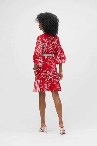 Vestido de gasa con estampado tropical rojo 252089
