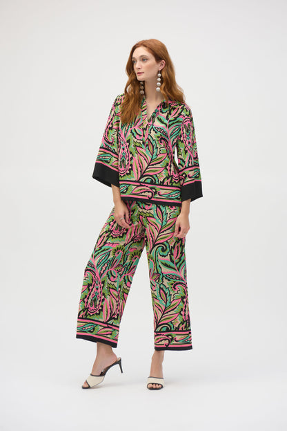 Pantalón ancho con estampado multicolor 252142
