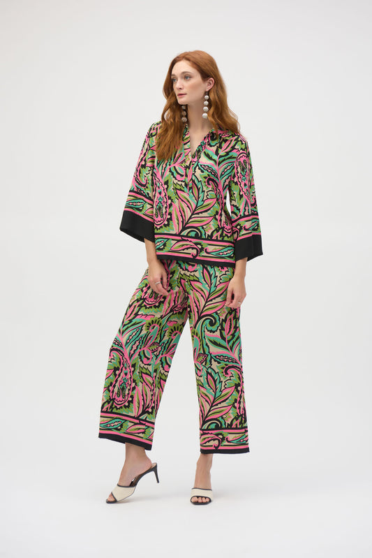 Pantalón ancho con estampado multicolor 252142