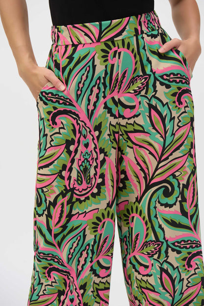 Pantalón ancho con estampado multicolor 252142