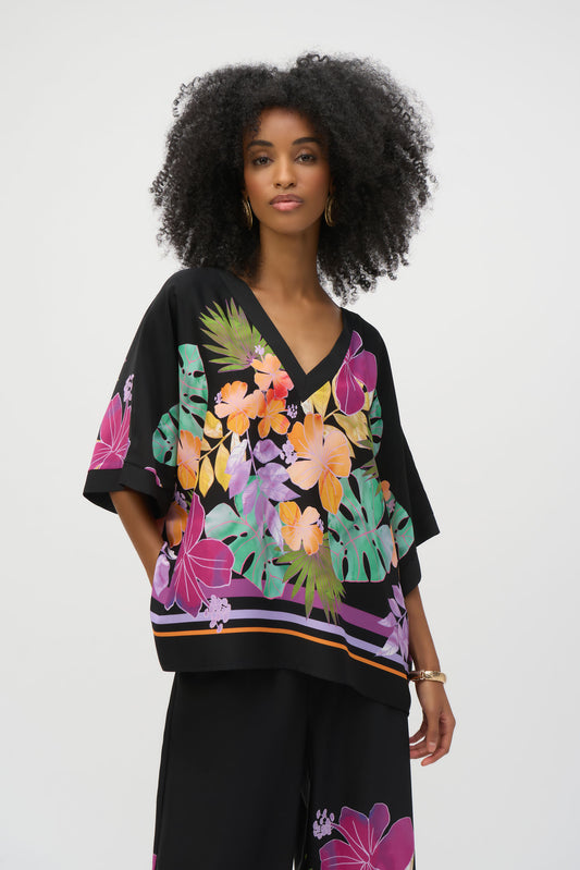 Blusa boxy con estampado floral 252218