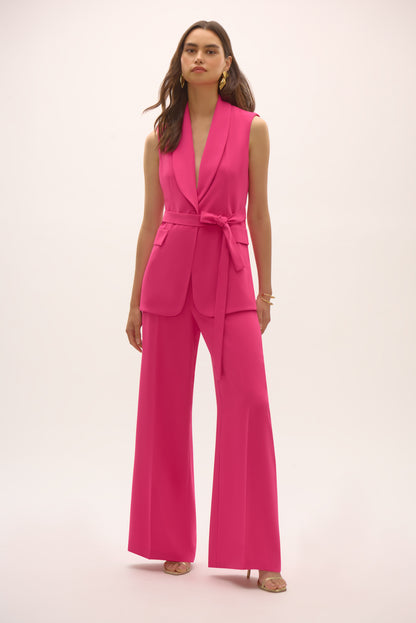 Chaleco con cinturón de crepé rosa geranio 252709 | Signature