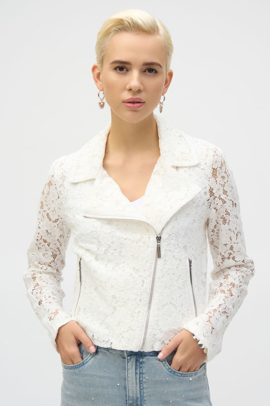 Chaqueta moto con encaje vainilla 252920