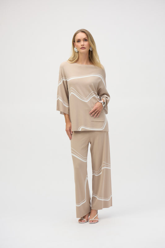 Pantalón culotte líneas abstracto beige duna 252931
