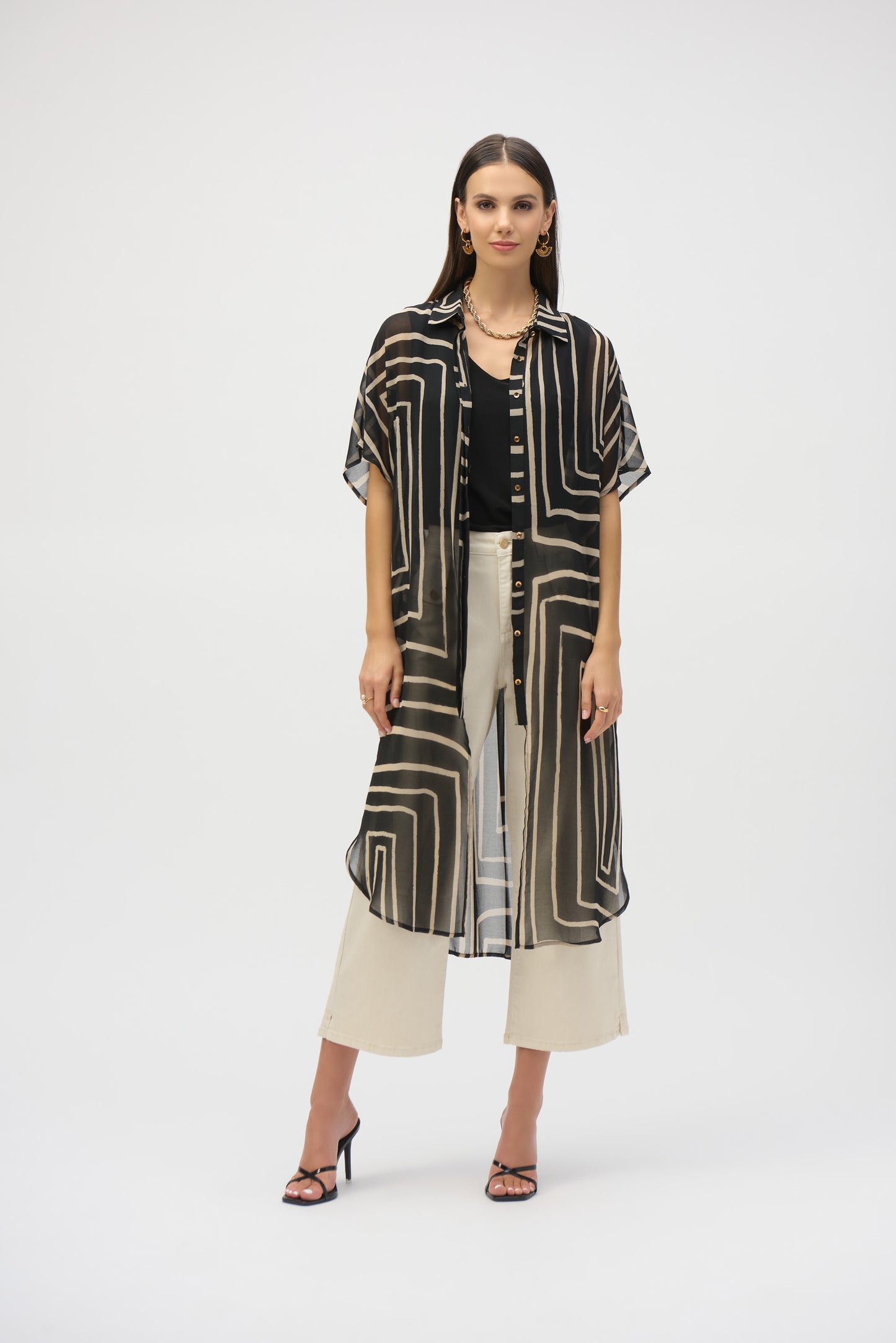 Blusa de gasa con estampado geométrico 252934