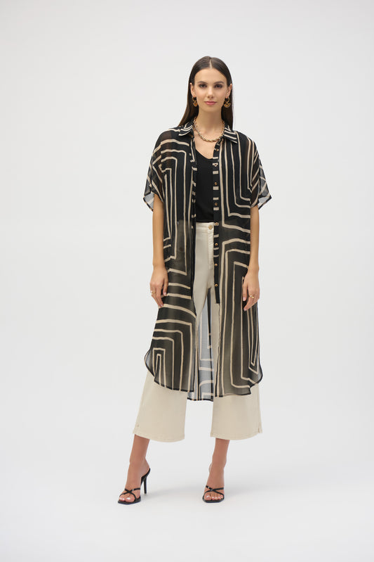 Blusa de gasa con estampado geométrico 252934