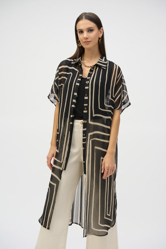 Blusa de gasa con estampado geométrico 252934