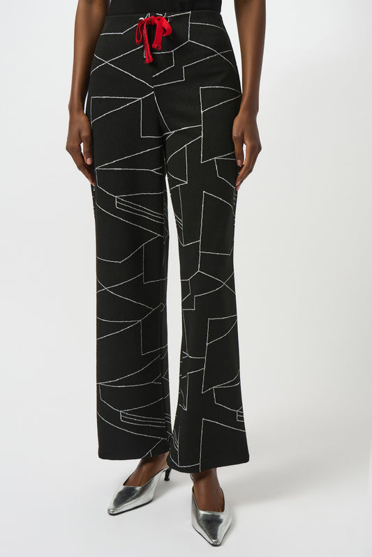 Pantalón de pierna ancha con estampado abstracto negro 253080