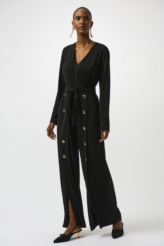 Jumpsuit con botones metálicos negro 253119