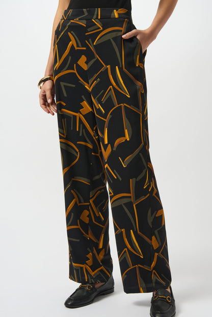 Pantalón de pierna ancha con estampado negro multicolor 253239