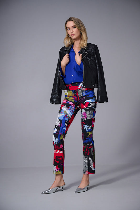 Pantalón recto sin cierres multicolor 253268