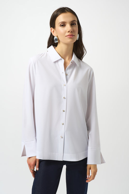 Blusa elástica con cierre trasero blanco 253923