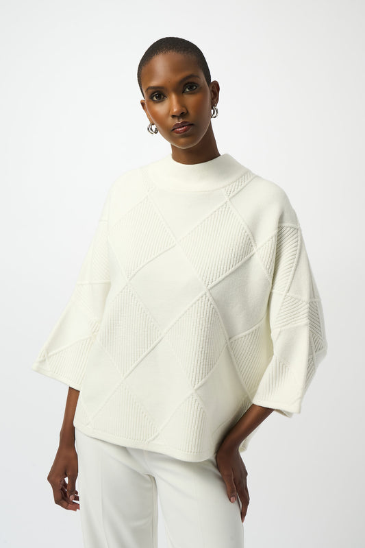 Suéter texturizado de cuello medio  blanco invierno 253943