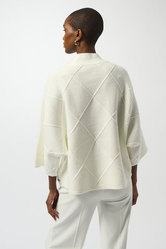 Suéter texturizado de cuello medio  blanco invierno 253943