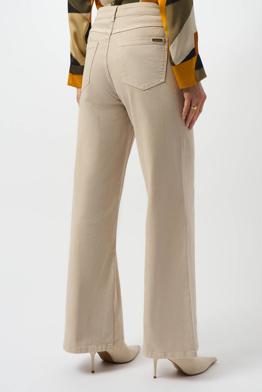 Jeans elásticos de pierna ancha beige piedra de luna 253950