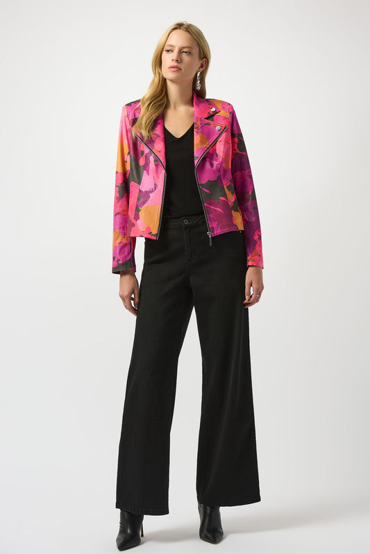 Chaqueta ajustada de ante sintético con estampado abstracto 253954