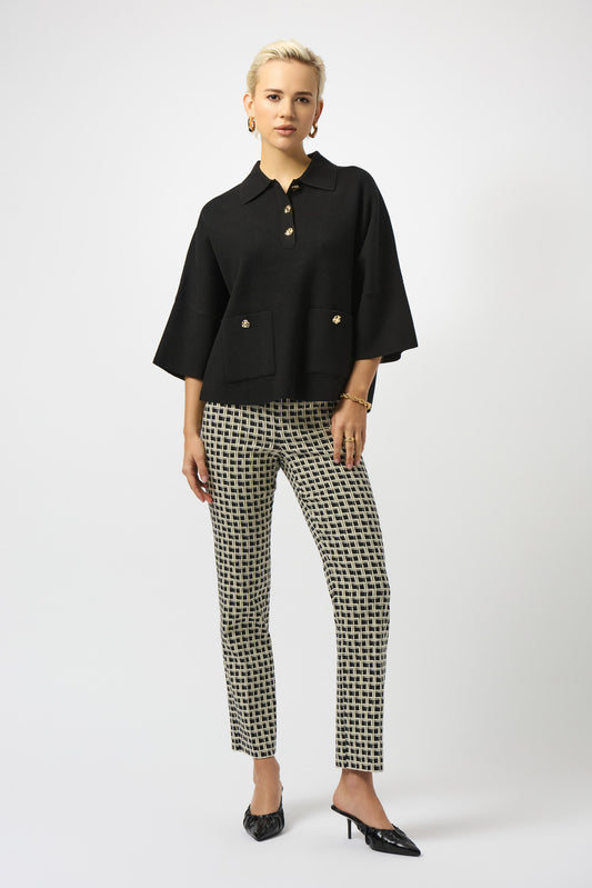 Jersey con cuello polo negro 253962