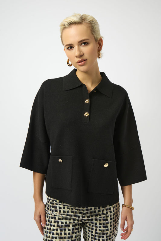 Jersey con cuello polo negro 253962