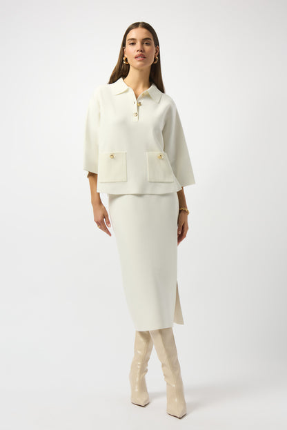 Jersey con cuello polo blanco invierno 253962