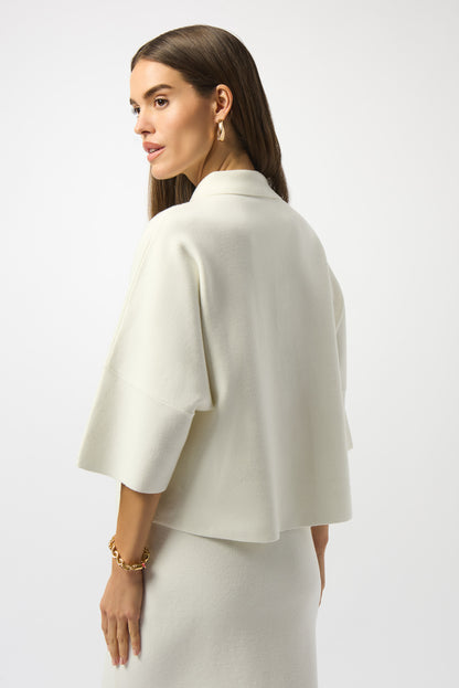 Jersey con cuello polo blanco invierno 253962