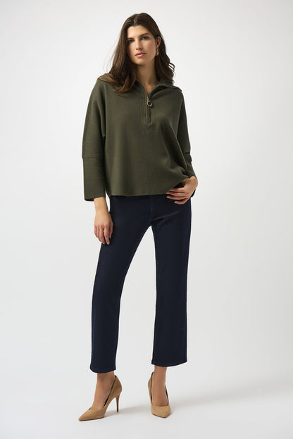 Jersey boxy de punto con cuello con cremallera verde aguacate 253963
