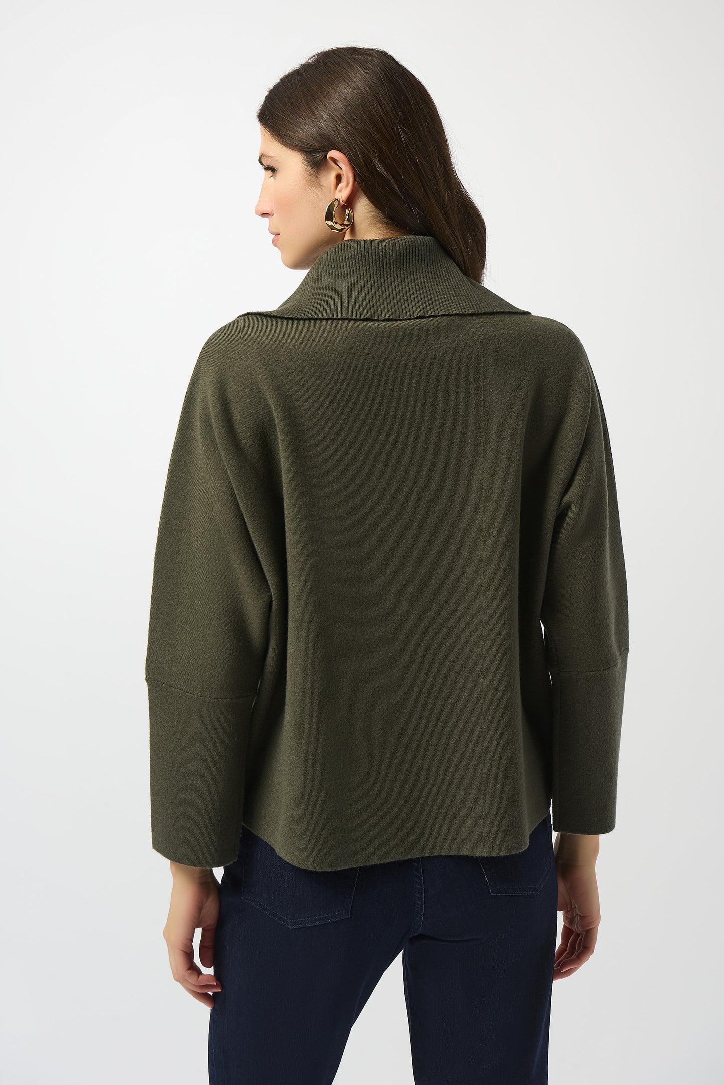 Jersey boxy de punto con cuello con cremallera verde aguacate 253963