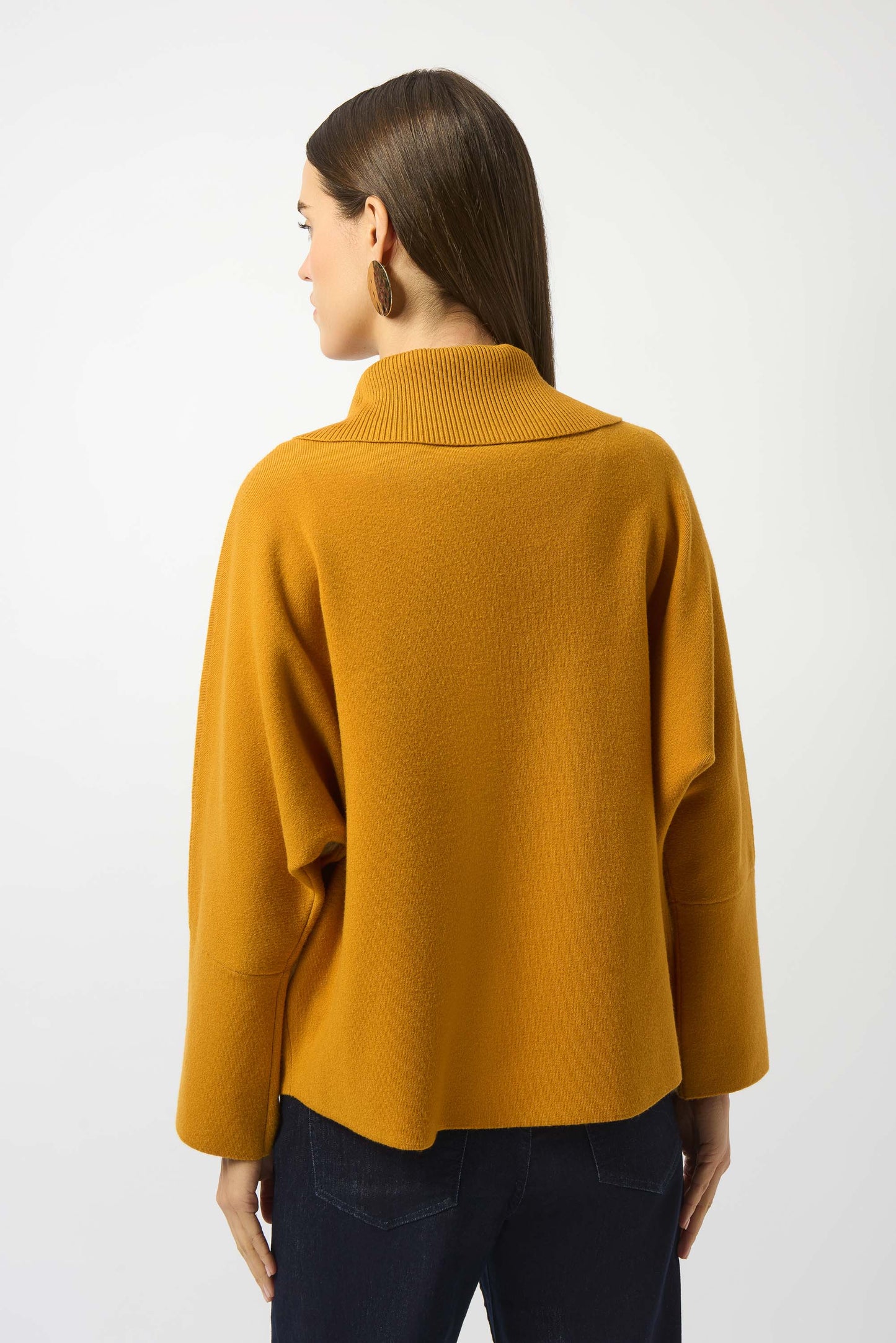 Jersey boxy de punto con cuello con cremallera mostaza 253963