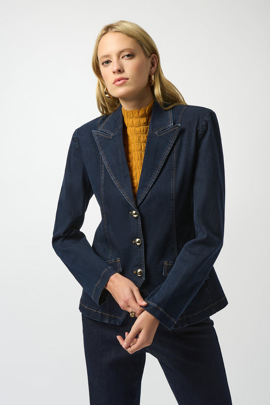 Blazer ajustado de mezclilla elastica 253982