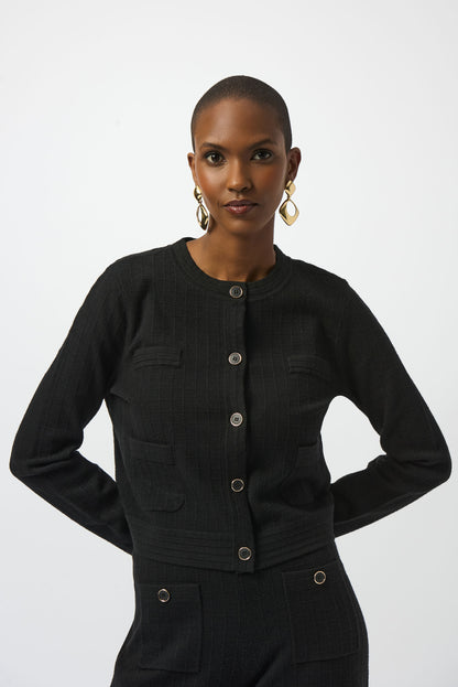 Chaqueta de punto con cuello redondo negro 253983