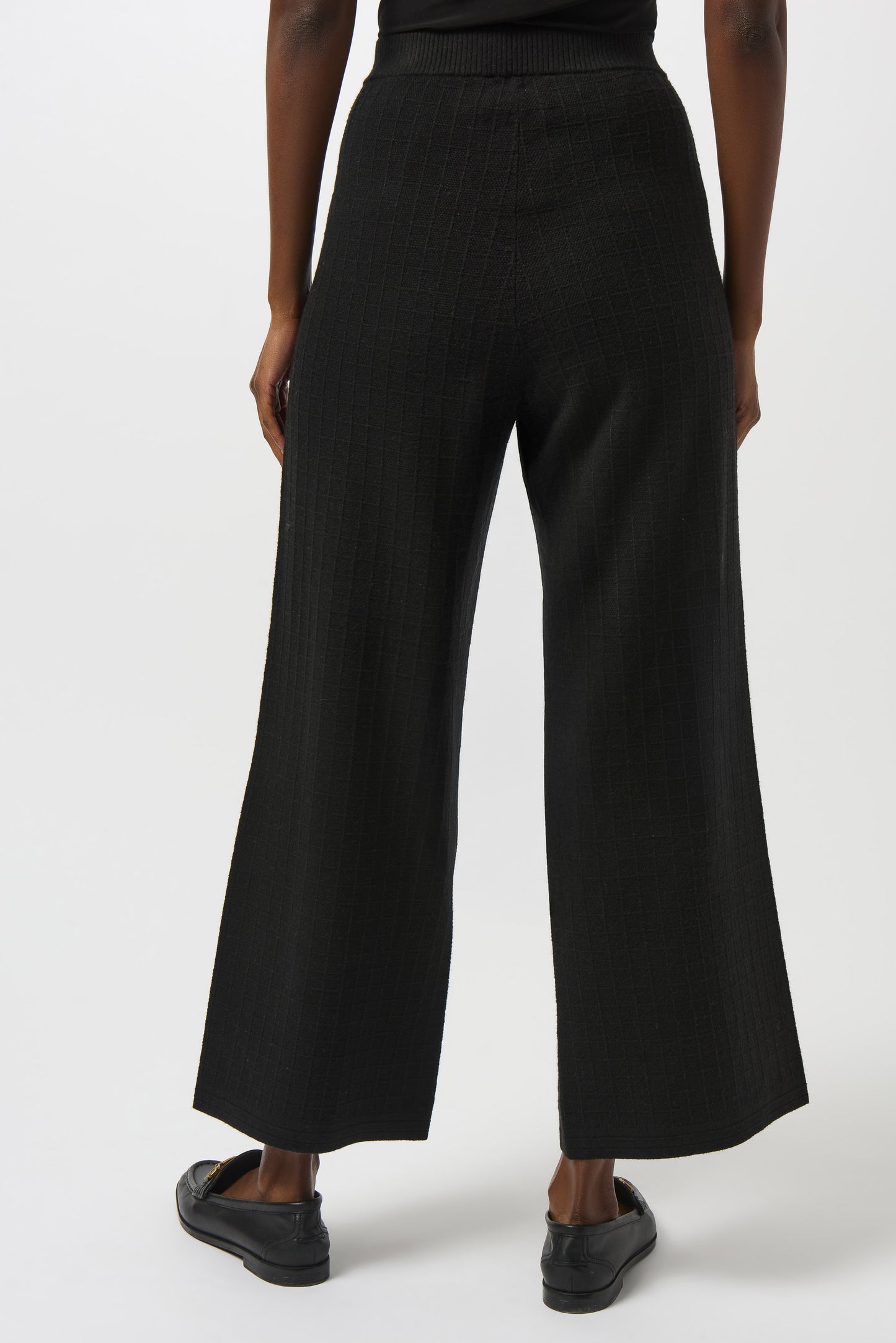 Pantalón de pierna recta de punto negro 253984