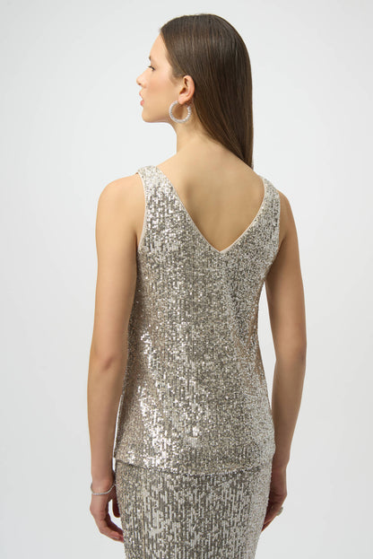 Blusa sin mangas con lentejuelas plata 254023