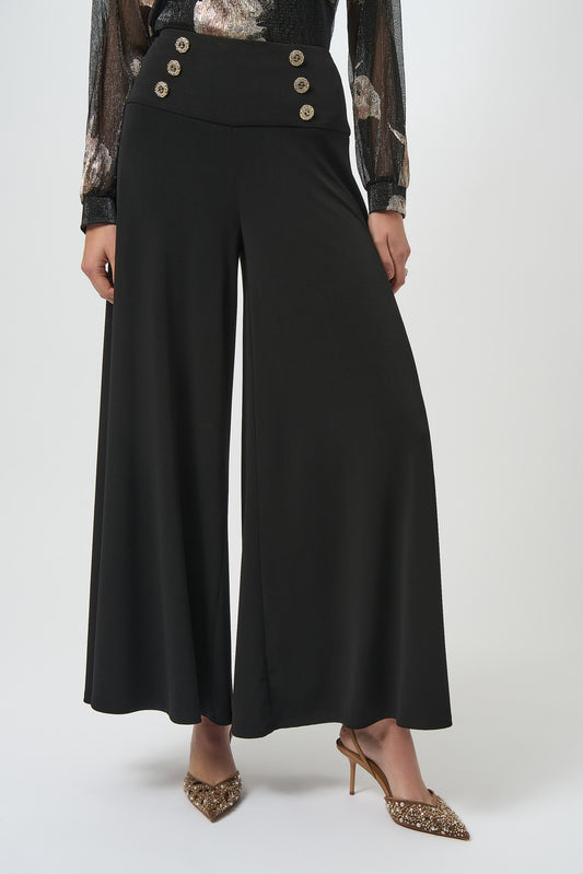Pantalón acampanado en punto de crepé negro 254178