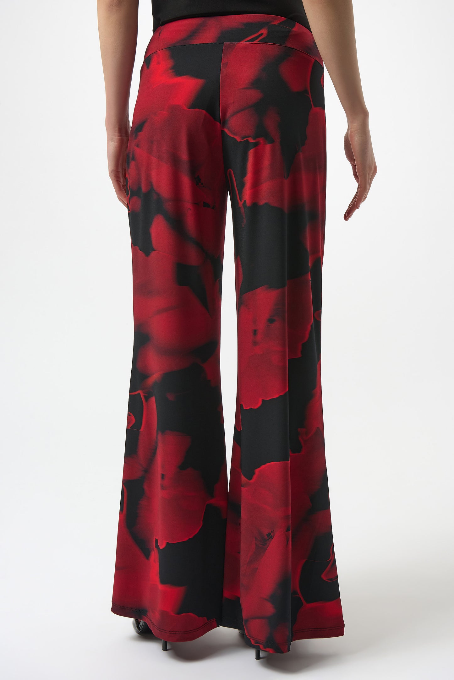 Pantalón de pierna ancha con estampado abstracto rojo 254198