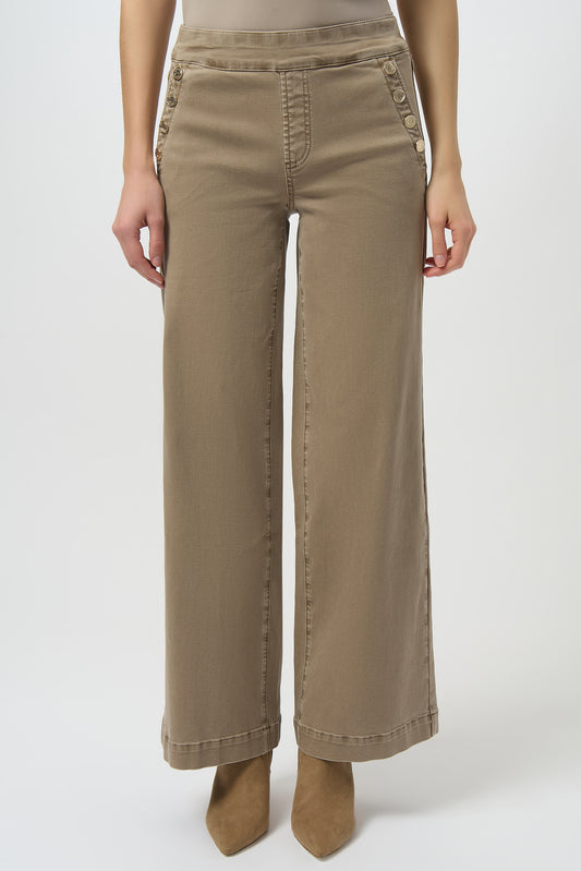 Jeans de pierna ancha con botones metálicos kaki fauno 254919
