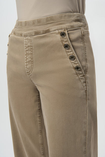 Jeans de pierna ancha con botones metálicos kaki fauno 254919