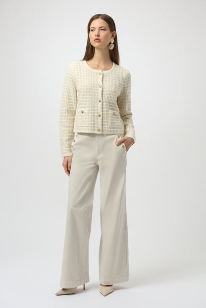 Jeans de pierna ancha con botones metálicos beige abedul 254919