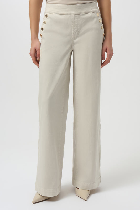 Jeans de pierna ancha con botones metálicos beige abedul 254919