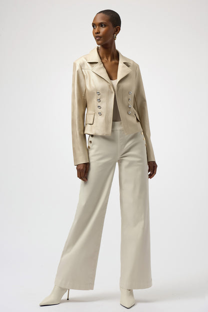 Chaqueta ajustada de polipiel dorado 254925