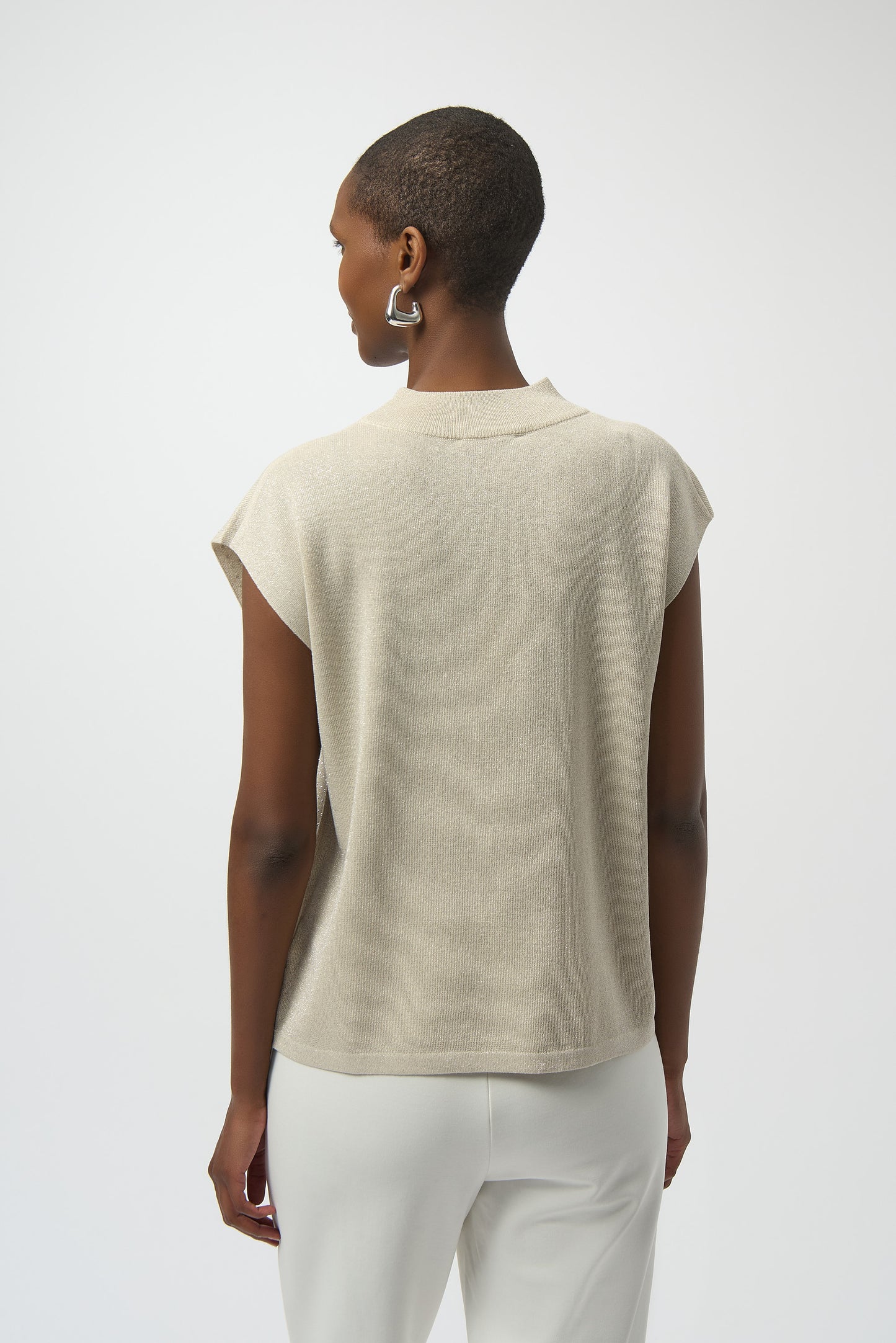 Jersey de punto sin mangas con pedrería beige 254935