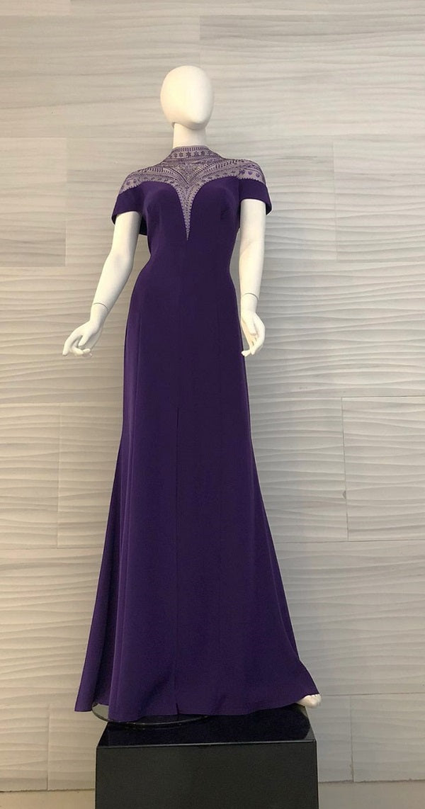 Vestido violeta con escote corazón pronunciado ALG16651L