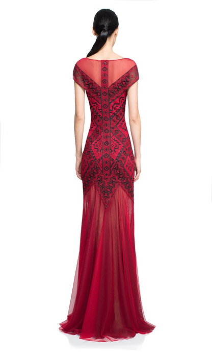 Vestido rojo con bordado tribal AUD16471L