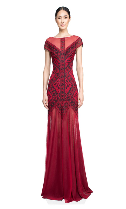 Vestido rojo con bordado tribal AUD16471L